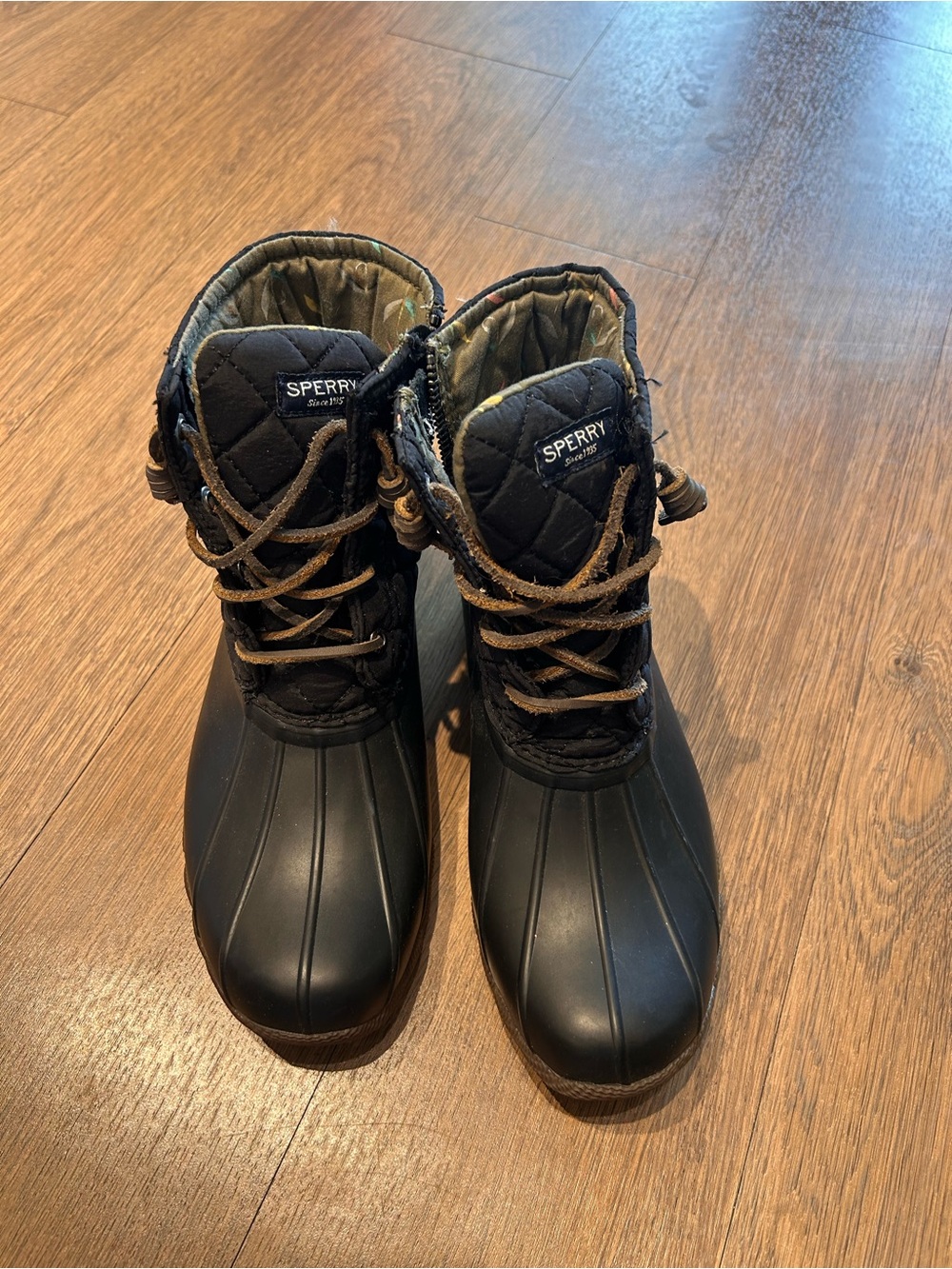 Sperry Black Quilted Rain Boots
